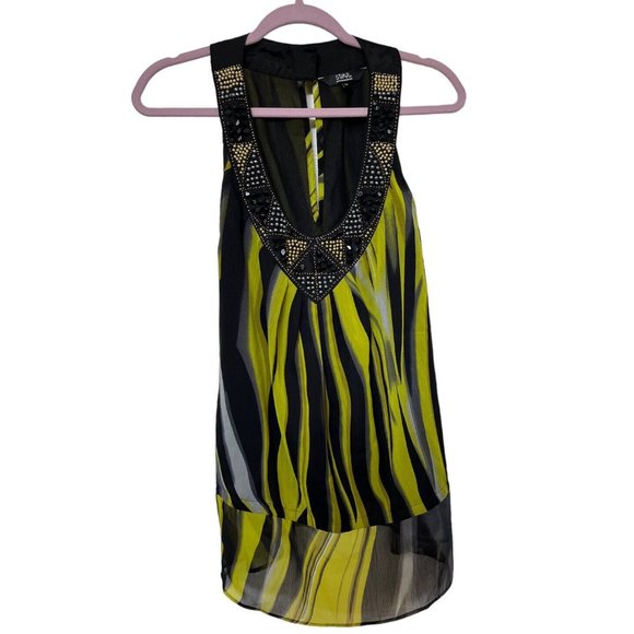 Star by Julien MacDonald Beaded Green Leaf V Neck Tunic Top Cruise Vacation Club - Picture 2 of 10